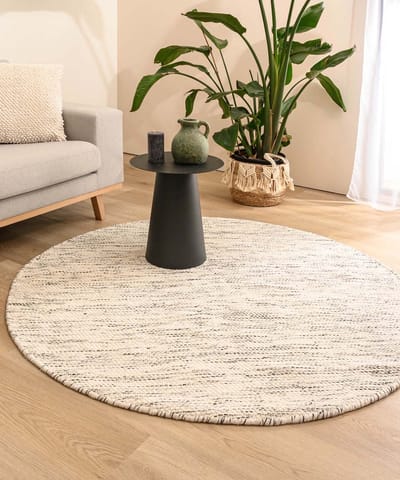 Rond wollen vloerkleed - Ulstein wit/zwart 150
