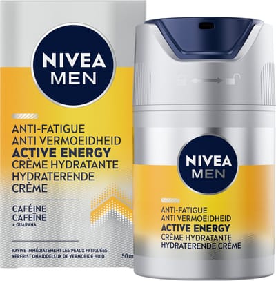 NIVEA Men Active Energy gezichtscrème - dagcrème voor de normale huid - hydraterende crème - gezichtscrème - met cafeïne en vitamine+-complex - 50 ml