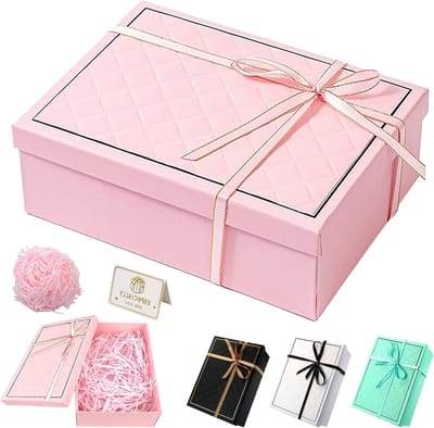 Cadeau Doos met Deksel 25 x 18 x 8,5 cm - Rechthoekige Roze Geschenkdoos voor Verjaardagen, Feestjes en Speciale Gelegenheden