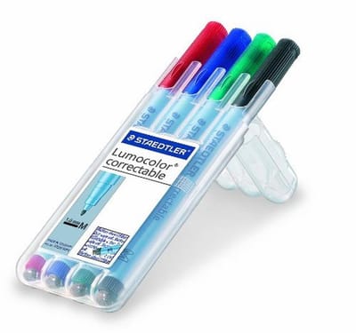 Foliestiften Set van 4 - Correcteerbare en Droog te Corrigeren Marker voor Papier en Folie - Multicolor M-Spitze