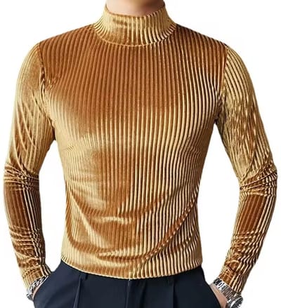 Gouden Ribstof Trui - Fluweel - Shirt Lange Mouwen - Party - Luxe - Goud