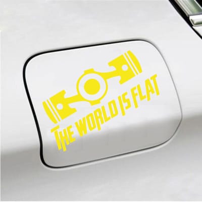 Bumpersticker - The World Is Flat - 14 X 19 - Geel