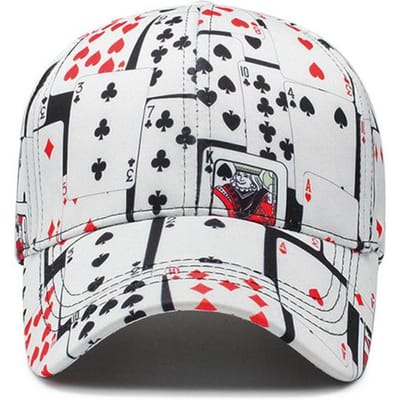 Wzcx Nouvelle Impression de Cartes à Jouer Casquette de Baseball Réglable d'Été Mode Version Coréenne Protection Solaire Unisexe Hip Hop Casquette Papa Snapback Adjustable white