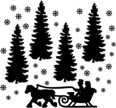 Uitbreidingsset 3 raamsticker kerst wintertafereel 3 herbruikbaar statisch zwart | Rosami