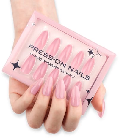 Press on nails – Nepnagels– Amandelvorm – 30 stuks – Lang- Roze