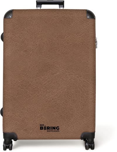 NoBoringSuitcases.com® - Koffer groot - Reiskoffer lichtgewicht - Lederen look licht bruin - Rolkoffer met 4 wielen - Grote trolley XL - 98 liter bagage
