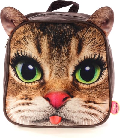 Kunstboer - Rugzak - Rugtas - Cathead - Poezenhoofd - Kattenkop - poes - 26 x 28 x 13 cm