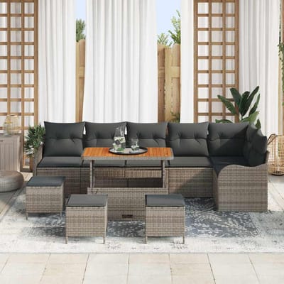 vidaXL - Tuinbank - Set - 10 - st - 9-Aantal - zitplaatsen - Grijs