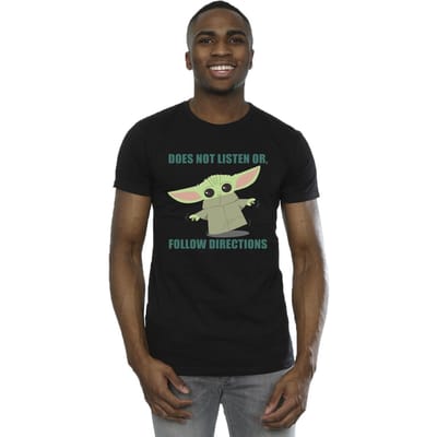 Star Wars Heren The Mandalorian Grogu luistert niet T-Shirt (Zwart)