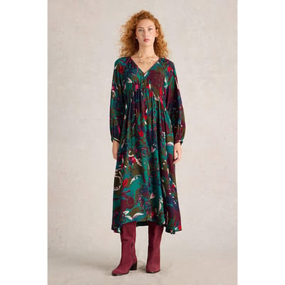 White Stuff Izzy Midi Dress Green Print Größe: 10 REGULAR | Midikleider Outlet | Damen | Grün