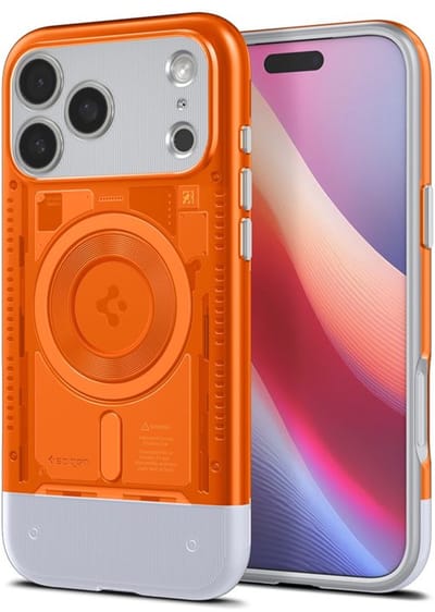 Spigen Classic C1 MagFit Hoesje Geschikt voor iPhone 17 Pro Max - Compatibel met MagSafe - Retro Back Cover - Oranje