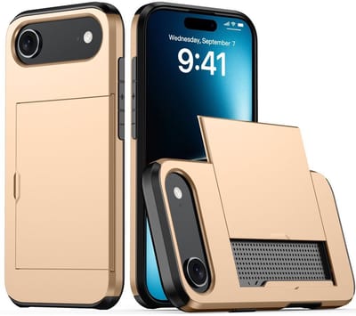 Mobiq - Hybrid Card geschikt voor iPhone 17 Air Hoesje met Pashouder - goud