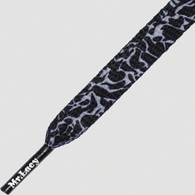 Mr.lacy schoenveter-printies zwart/grijs 130cm lang 10mm breed model is plat