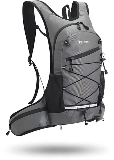 CarryQuest® - Compacte Waterdichte Wandelrugzak - Slijtvaste Polyester/Nylon Sportopbergtas met Rugventilatie, Front-/Toploader & Lichtgewicht Outdoor Design - 46x20x9 cm - Grijs