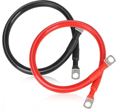 Accukabels 50 cm met ringklemmen voor 12V/24V voertuigen - Puur koperen kabels 35 mm² voor motorfiets en zonne-energie
