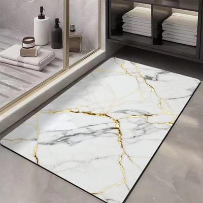 Licht Luxe Marmer Textuur Diatomeeënaarde Absorberende Sneldrogende Mat Toiletdeur Antislip en Vuile Voeten Mat 60x90cm (suction pad)