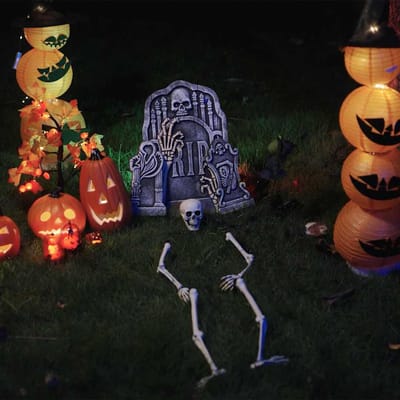 vidaXL - Halloween - Skelet - met - Grondspikes - Wit - 45,5 - x - 13 - cm - Polypropyleen