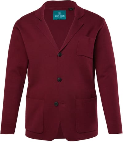 Boston Park - Heren - Gebreid jasje FLEXNAMIC® revers - Aubergine - Maat 68+