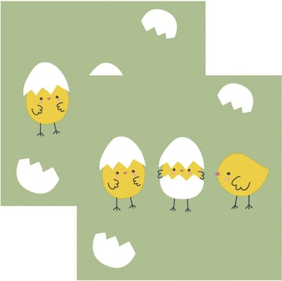 Duni Paas thema servetten Joyful Chicks - 40x - kuiken print - 33 x 33 cm - feestservetten - Paasontbijt tafeldecoratie servetjes