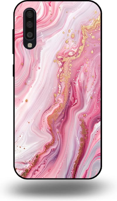 Smartphonica Telefoonhoesje geschikt voor Samsung Galaxy A70s met marmer opdruk - TPU backcover case marble design - Roze geschikt voor Samsung Galaxy A70s