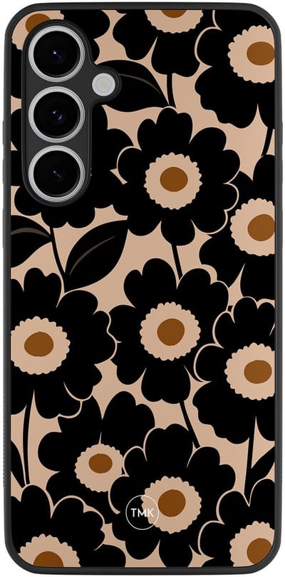 Hoesje geschikt voor Samsung Galaxy S24 FE - Bloom luxe - Zwart, Bruin - TPU case - Bloemen - Hardcase zwart telefoonhoesje