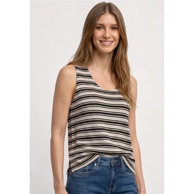 Top met ronde hals in gebreide look