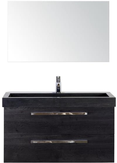 Seville Badmeubelset 100 cm - Black Oak - Wastafel Hardsteen Wit Lucca met Spiegel