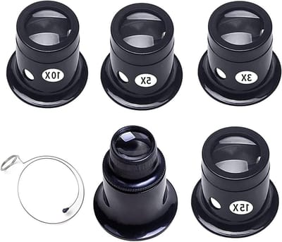 5-delige Vergrootglas Set voor Horlogemakers en Juweliers - 3x/5x/10x/15x/20x Loupes voor Precisiewerk en Reparaties