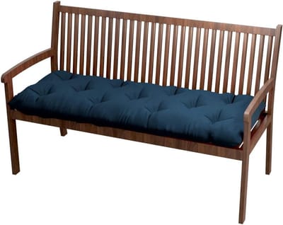 Bankkussen Gewatteerd - Zitkussen Tuinbank - Buiten Zitten - Met Riemlussen - 130x50x12 - Blauw