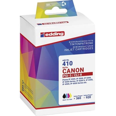 Edding Inktcartridge vervangt Canon PGI-5BK+CLI-8CMY Compatibel Zwart, Cyaan, Magenta, Geel EDD-410 18-410-01