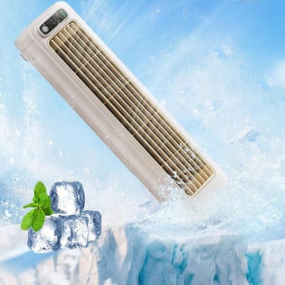 Draagbare, oplaadbare airconditioner, geschikt voor kleine bureaus en nachtkastjes, 2000 mAh, abrikooskleur.