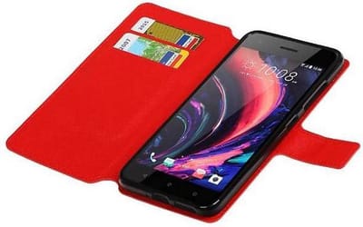 Cross Pattern TPU Bookstyle Wallet Case Hoesjes Geschikt voor HTC Desire 10 Pro Rood