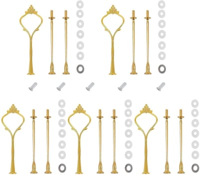 Store_9 - 5-delig etagère stangenset - Metalen bouwpakket - Goud - Etagère voor taarten - Bruiloft en feestgebruik - Geschikt voor eten