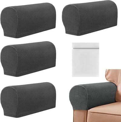Set van 4 Verstelbare Armleuninghoezen voor Stoelen, Antislip Bescherming voor Meubels, Geschikt voor Relaxstoelen en Sofa's (Diep Grijs)