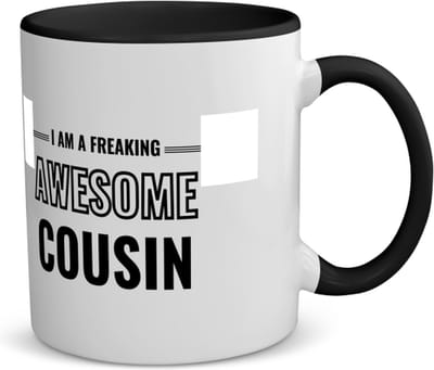 Akyol - i am a freaking awesome cousin koffiemok - theemok - zwart - Neef - de meest geweldigste neef - verjaardagscadeau - verjaardag - cadeau - cadeautje voor neef - neef artikelen - kado - geschenk - gift - 350 ML inhoud