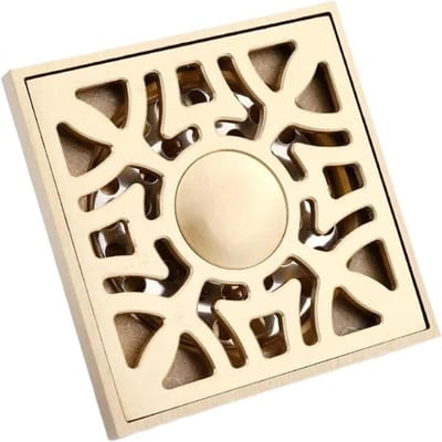 Vloerafvoer Koper - Afvoerputje Tuin - Water Afvoeren - Grote Verplaatsing - 10 x 10 cm - Goud
