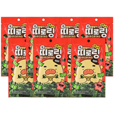 Manjeon Zeewier Ttiroring Hartige Krokante Geroosterde Zeewier Snack 10g x 8 Pak