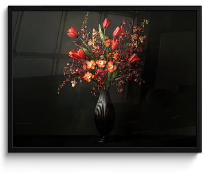Poster in lijst - Fotolijst 70x50 cm - Posters - Bloemen - Takken - Boeket - Posterlijst zwart - Decoratie - Wanddecoratie woonkamer - Muurdecoratie slaapkamer