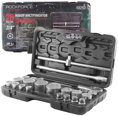 Rockforce RF-68262 Serie - Dopsleutelset - 3/4' 1" - 6-kant - Met Koffer