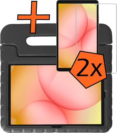 Hoesje - Geschikt voor Samsung Galaxy Tab A11 Plus - Met 2x Screenprotector - Kinderhoes Shockproof Bumper - Kidsproof Case - Tablet Hoes - Kinder Hoes Cover - Zwart