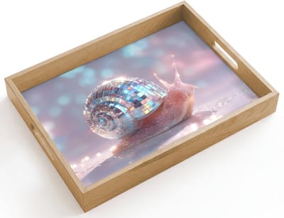 Dienblad hout 40x30 cm - Schootdienblad - Slak - Disco - Mozaïek - Blauw - Borrelplank rechthoek - Plateau dienbladen