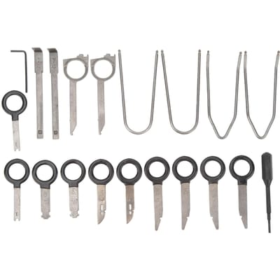 Kit d'outils de retrait de radio 20 pièces Acier Ergonomique Universel Clé de retrait pour autoradio CD pour Voitures Camions gray