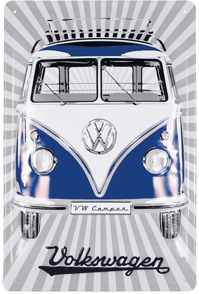 BRISA VW Collection - Volkswagen met VW T1 Bulli Bus retro-vintage-motief, VW-verzamelobject, cadeau-idee, vintage decoratie (20x30 cm)