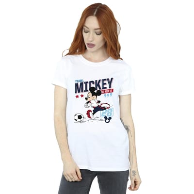 Disney Dames/Dames Mickey Mouse Team Mickey Voetbal Katoenen Vriendje T-shirt (Wit)
