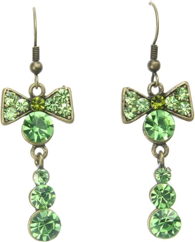 Behave - Oorhangers met strik en groene steentjes - Retro look