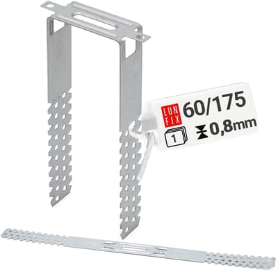 LUN FIX - Directe hangers 60/175 mm - 1 stuk - Voor CD-profielen 60/27 - Materiaaldikte 0,8 mm - U-hangers - Nauwkeurige plafondprofielmontage