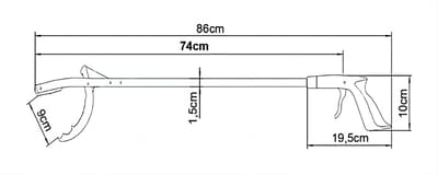 Moretti Grijper 71 cm - Draaiend bovenstuk antislipcoating 71 cm - Zilverkleurig