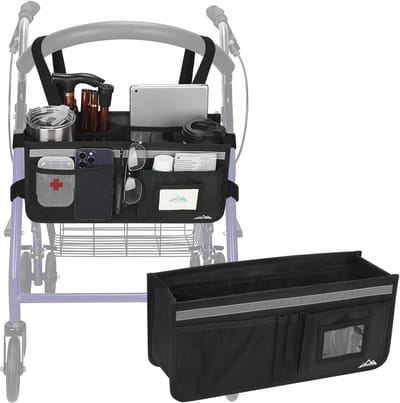 Rollator Mand met Grote Capaciteit - Opvouwbare Waterdichte Organizer Tas voor Senioren