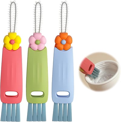 Multifunctionele 3-in-1 reinigingsborstel set voor bekers, flessen en deksels - ideaal voor grondige reiniging en gebruiksgemak