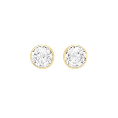 Lucardi Dames 9 Karaat oorknoppen met zirkonia 5mm - Oorbellen - 9 Karaat - Goudkleurig
